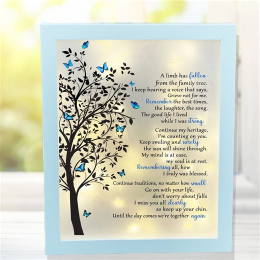 Memorial Lighted Shadow Box With Poem | Sympathy Gift for Loss of Loved One | Remembrance Decor | 8x10 or 11x14 Frame in White, Black, Gray - Etsy