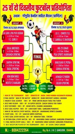 !! Gangudih(chandil) !! ⚽Match Fixture 2025 ⚽ #30,31-12-2025 #Seraikella #Jharkhand #footballfans