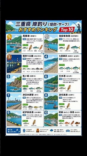 【2026年最新版】三重県の岸釣り場ランキングTOP10！堤防・サーフの人気スポットを一気に紹介🎣 #釣り初心者 #海釣り #ショアジギング #アジング