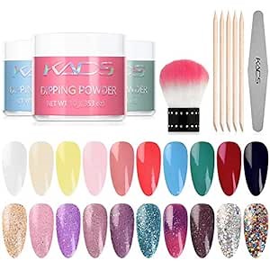 KADS Dip Powder Nail Colors Set with 20 Colors Dipping Powder Nails System for French Nail Manicure Nail Art No Nail Lamp Needed Acrylic Dipping Powder Gradient Nude Glitter Flakes (Youth love)