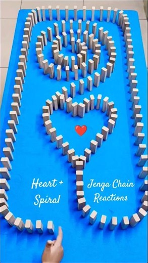 Jenga Heart ❤ + Spiral 🌀 Chain Reactions 😍 #shorts #jenga #chainreaction