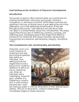 Goal Setting in Character Education Worksheet Classwork, Homework