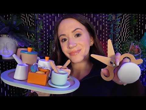 ASMR / Complete Wooden Makeover (haircut, makeup, manicure, layered sounds)