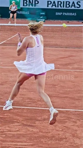Mirra Andreeva Forehand Contact Point and Follow Through Super Slow Motion 1000 FPS