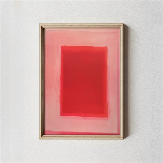 Red Rectangle Wall Art, Minimalist Red Abstract Print, Modern Pink Red Decor, Color Block Painting, Contemporary Abstract Art, Soft Red Art - Etsy
