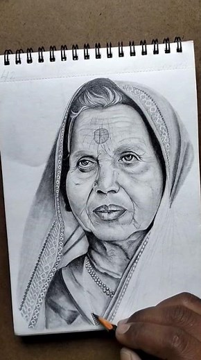 How to draw old woman face_How to draw old woman portrait ✍️ How to draw Grandma easy #shorts