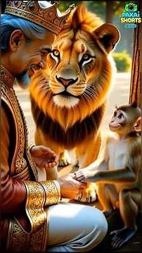 Brave King Stops Lion & Monkey Fight | Funny Village Story | Pak Ai Shorts