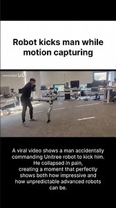 Robot kicks man while motion capturing