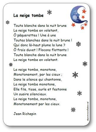 Poésie La neige tombe Jean Richepin - Poésie illustrée La neige tombe