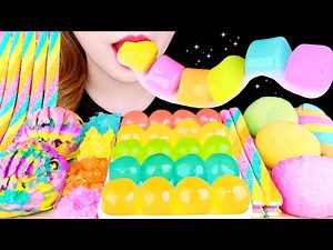 ASMR UNICORN FOODS *TRAIN JELLY, GIANT POPPING BOBA, CANDY 유니콘 디저트 먹방 EATING SOUNDS MUKBANG 咀嚼音