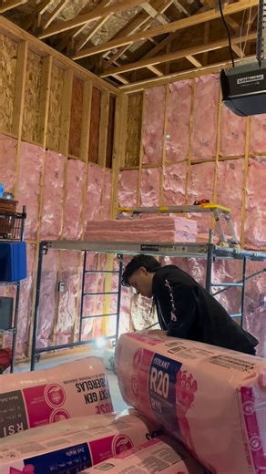 Started insulating a garage this week I’m doing everything from the insulation to the painting. It’s nice taking a break from mudding to do something different, some people hate insulating. I have always found it to be satisfying. Hopefully, I can get the garage done before the snow comes. #drywall #taping #plaster #renovation #reels #fyp #construction #diy #bluecollar #handtools #asmr #mudding #finisher #contractor #coating #handyman #ottawa | Love2Mud