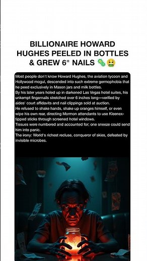 BILLIONAIRE HOWARD HUGHES PEELED IN BOTTLES & GREW 6" NAILS 🦠🤮