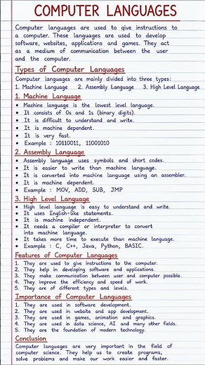 Computer Languages | Types, Features and Importance