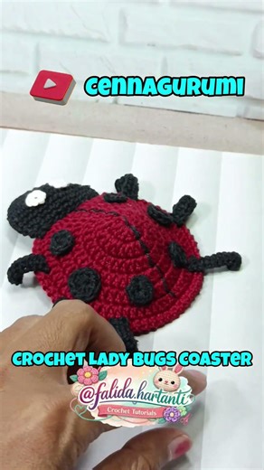 Crochet Lady Bug Coaster #crochetcoaster #crochetladybug #crochetforbeginners #crochettutorial