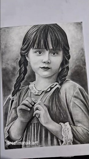 Capturing innocence in every shade of gray| Charcoal artwork of little girl #shorts