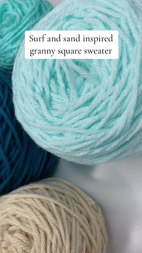 Sweater tutorial pinned on my page 💖 Yarn colors: Big Twist in cream, toffee, camel, peacock, teal, turquoise. Lion Brand Pound of Love in pastel green. Hook: 5.5 mm Square size: 8”