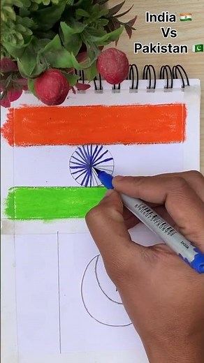 India and Pakistan Flag Drawing || Easy Step by Step Tutorial #shorts #art #drawing