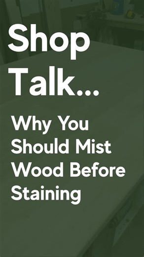 Pro tip straight from the KJP Woodshop: Why should you mist wood before staining? 1. Raises the grain: Maple (seen here) has tight, dense grain, but when you apply stain, the moisture can cause tiny wood fibers to swell and rise. If you lightly mist the surface with water first, those fibers raise up before staining. You can then lightly sand them down once dry. 2. Reduces blotching: Maple is notorious for blotchy stain absorption because it’s density varies across the surface. By pre-wetting, y