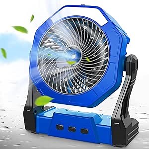 Ausic Portable Misting Fan, Camping Fan with Light, 250ml Water Tank, 10000mAh 8 Inch Battery Operated Fan Rechargeable Fan, Outside Cooling Fan with Hook, Outdoor Pink Tent Fan for Bedroom Travel