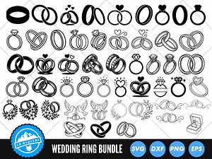 Wedding Ring SVG Bundle, Engagement Ring SVG Vector Files, Diamond Ring Svg, Groom and Bride Vector, Wedding Svg, Marriage Svg, Silhouette - Etsy