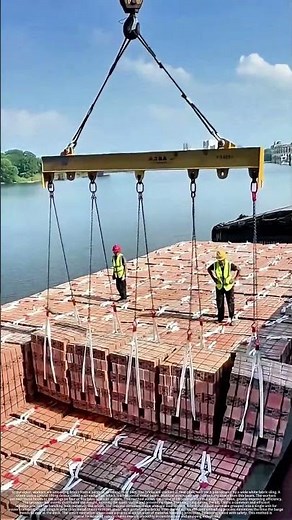A Time-Saving Method: Using a Crane and Slings to Unload Brick Piles from a Barge