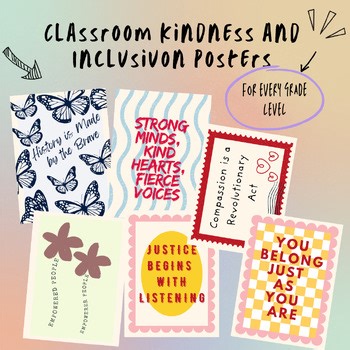 Inclusive Classroom Posters – 12 Positive Affirmation & Kindness Posters