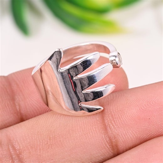 Hand Finger Fancy Silver Ring Free Size - Etsy