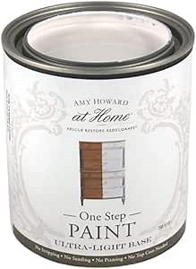 AMY HOWARD AT HOME Chalk-Based One Step Paint for Furniture, Cabinetry, Decor, Finish, and More | No Stripping, Sanding, or Priming | Ultra-Light Base | 16 Ounce | Ballet White