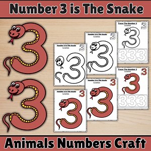 Number 3 Snake Craft: Cut & Paste Math Activity (digital Download) - Etsy