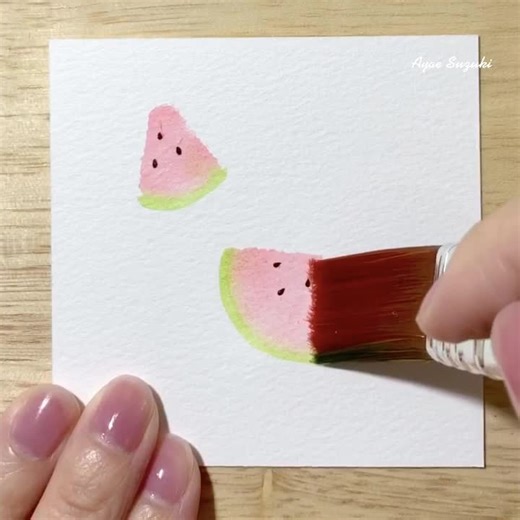 スイカ🍉 #透明水彩 #水彩 #イラスト #メイキング #簡単 #watercolor #illustration #making