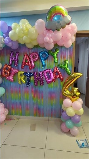Rainbow Birthday Decoration Ideas | Colorful Party Setup🌈✨DIY Rainbow Birthday Decoration at Home 🎉
