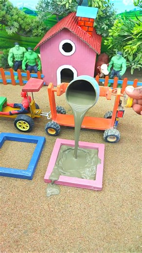Diy Mini Cement Mixer Pouring Concrete into Hand Pump | real working mini tractor wala video #shorts