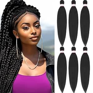 Col Bling 20 Inch Pre Stretched Braiding Hair Long Braid 6 Packs Braiding Hair Extensions Professional Synthetic Fiber Crochet Twist Braids