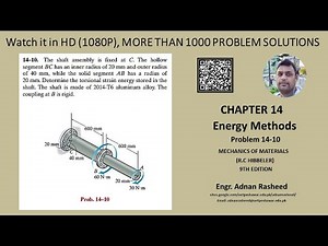14-10 Determine the torsional strain energy stored in the shaft | energy methods | Mech of materials