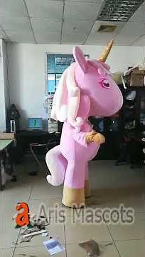 Lovely Inflatable Suit Adult Size Pink Unicorn Costume Full Mascot Suit Blow Up Fancy Dress