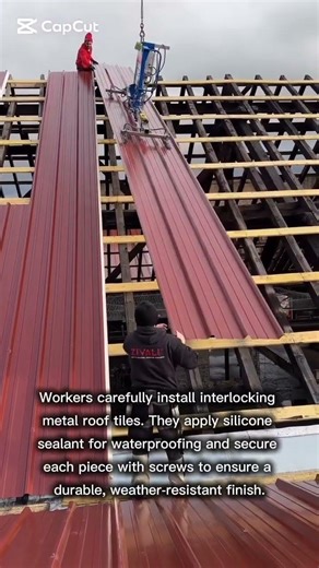 Installing Maroon Metal Roof