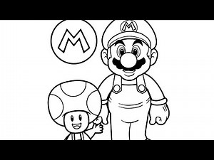 Super Mario Bros and Toad Drawing Easy, Super Mario Drawing and Coloring Pages for Kids, Toddlers