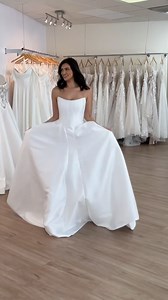 Dance the night away in a basque waist and a corset back dress 💃! #shoplocally #bridalgowns #weddingday | Flares bridal