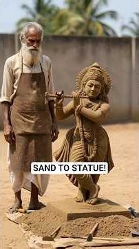 Amazing Sand Statue Making by Old Artist | Life Size Sand Sculpture Process #shorts