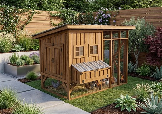 6x12 Chicken Coop and Run Plans – Modern Backyard Chicken House (PDF Files) - Etsy