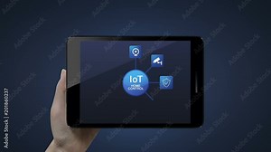 IoT home control icon, Home security, cctv, energy, appliances, Temperature ,mobile app, internet of things in smart pad, tablet.