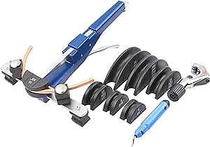 Wisscool Tubing Bender Kit 1/4"-7/8" Ratchet Copper Pipe Bender Tool Set HVAC 90° Bend with 7 Dies for Refrigerator Air Conditioner R410a (Fiber Wheels)