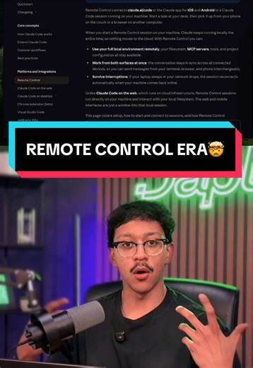 Claude Code just dropped Remote Control and this changes everything 📱 You can now text your projects from anywhere as long as your computer is on. More power, cleaner UX, built-in Anthropic workflows. Convenience just became leverage. #AI #ClaudeCode #DevTools #Automation
