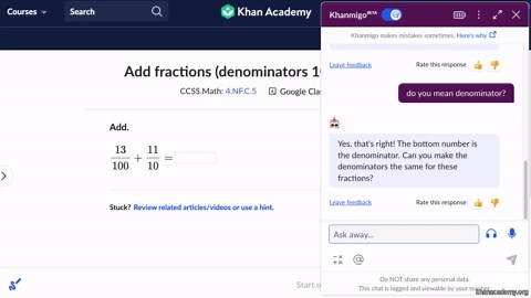 Using Khanmigo for help with math exercises