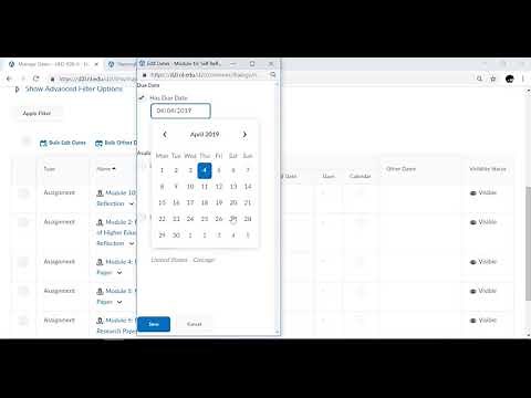 Manage Dates - Including Assignment due dates in D2L Brightspace