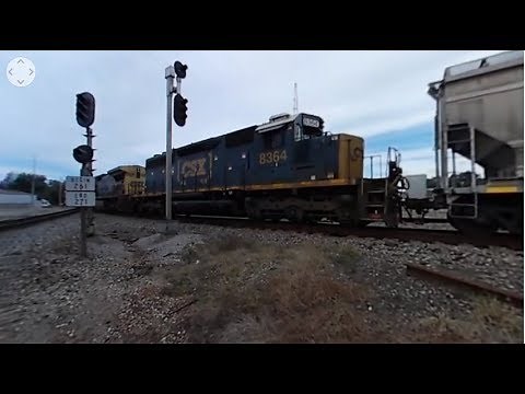 6 Locomotives, 153 Cars - 360° Video - CSX 512 Decatur, Alabama