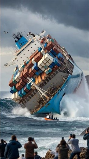 Gigantic Cargo Ship Sinking Near Shore | Real Footage Style 🚢🌊 No Music