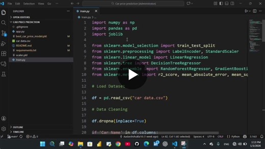 🚗 Built a Car Price Prediction model using Machine Learning! 🤖Oasis Infobyte In this project, I developed an end-to-end Car Price Prediction system that estimates car prices based on real-world… | AADARSH SHUKLA