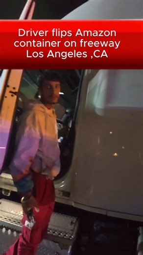 Alexander Hernandez on Instagram: "Driver transporting an Amazon container full of packages , lost the container whilst taking the 605 transition to the 10 freeway in Los Angeles , CA . The front pins were not engaged and the fifth wheel also came off. The chassis was bent and the container had to be transported using a landoll . No injuries were reported. #reels #explorepage #reelsinstagram #transport #amazon"