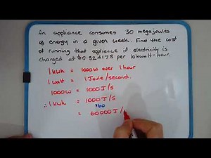How to calculate electricity usage cost with energy consumption quoted in megajoules (MJ) per week